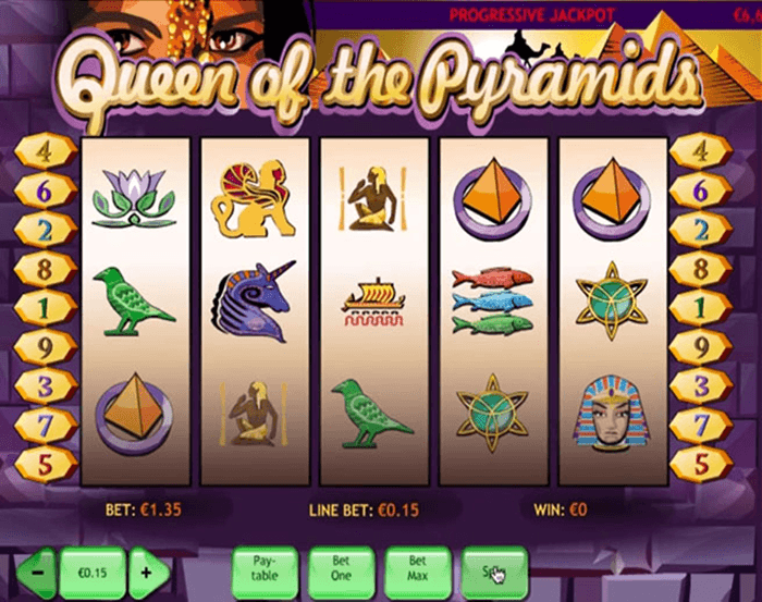 qeen of the pyramids slot tema