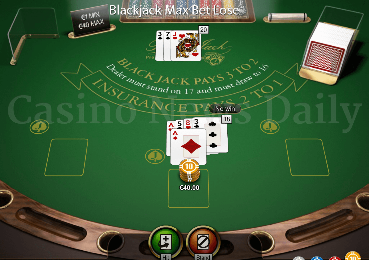 Losing Blackjack max bet
