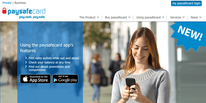 PaySafeCards smartphone-app