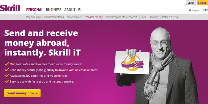 Överföra pengar med Skrill